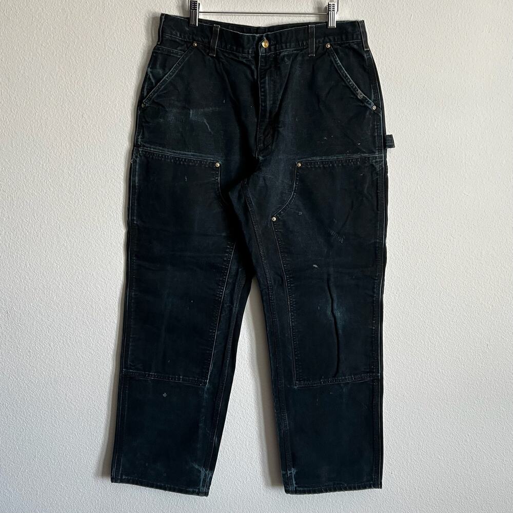 Carhartt B01 BLK faded black double knee work wear carpenter pants